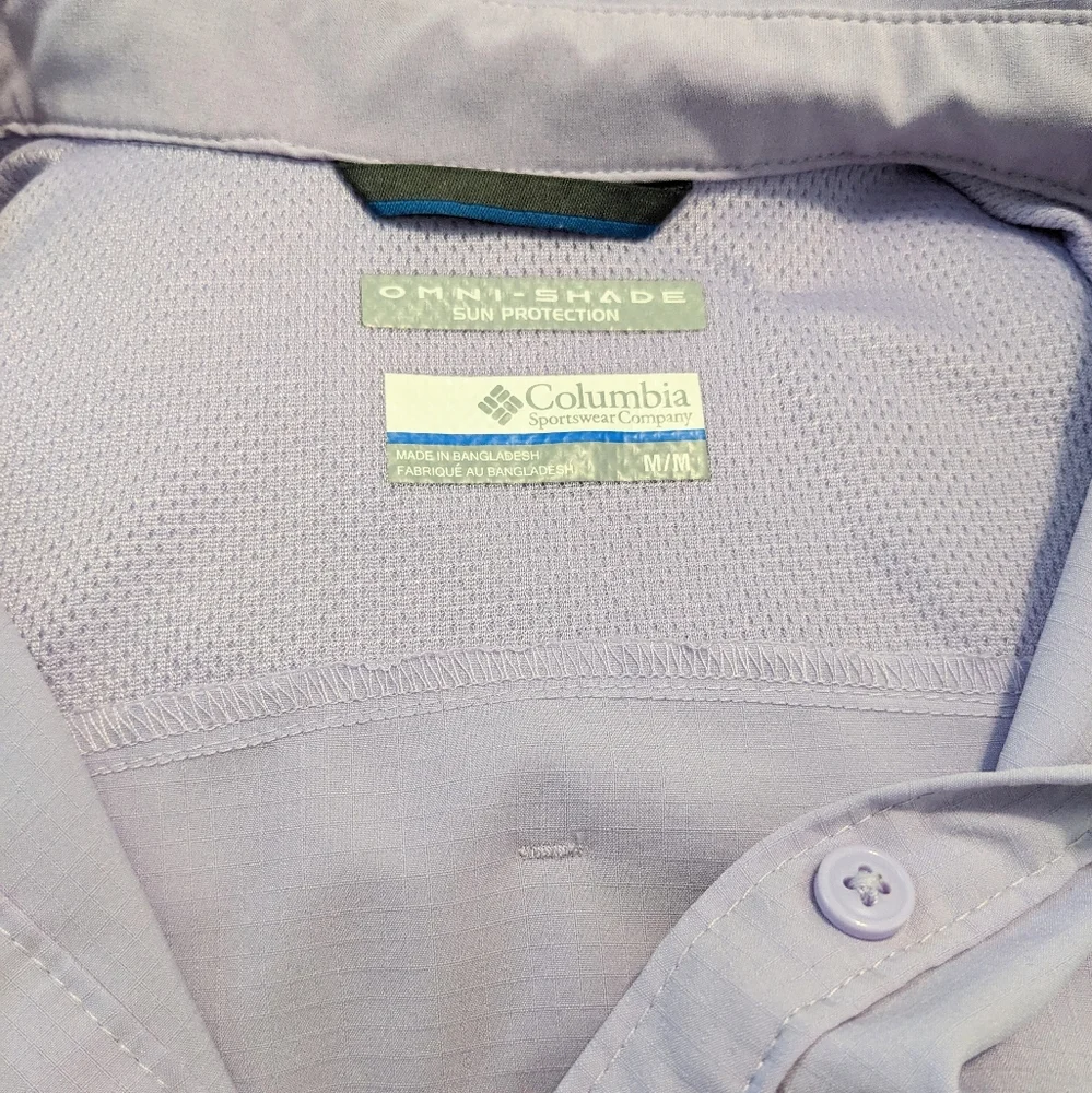 Columbia Purple Lilac Omni Shade Sun Protection Hiking Button Up Shirt Medium - Picture 2 of 9